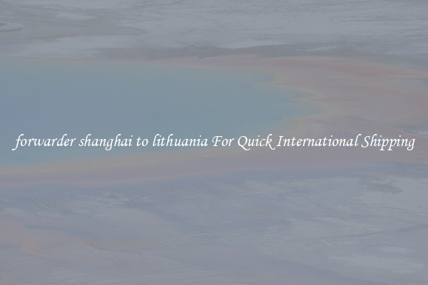 forwarder shanghai to lithuania For Quick International Shipping